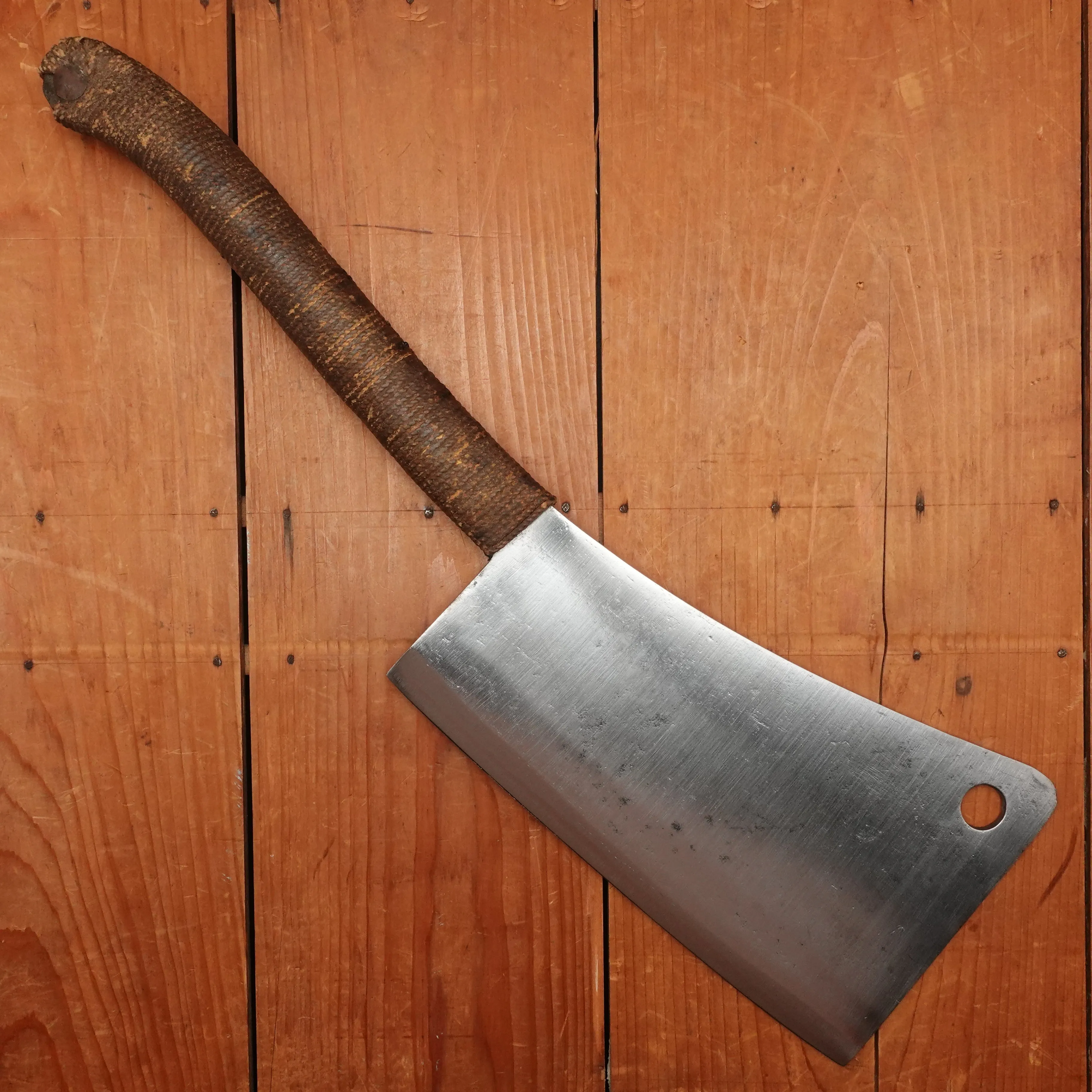 Antique Russell? 9 3/4" Hog Splitter Wrought Iron & Carbon Steel Cord Wrap Late 19th - Early 20th Century