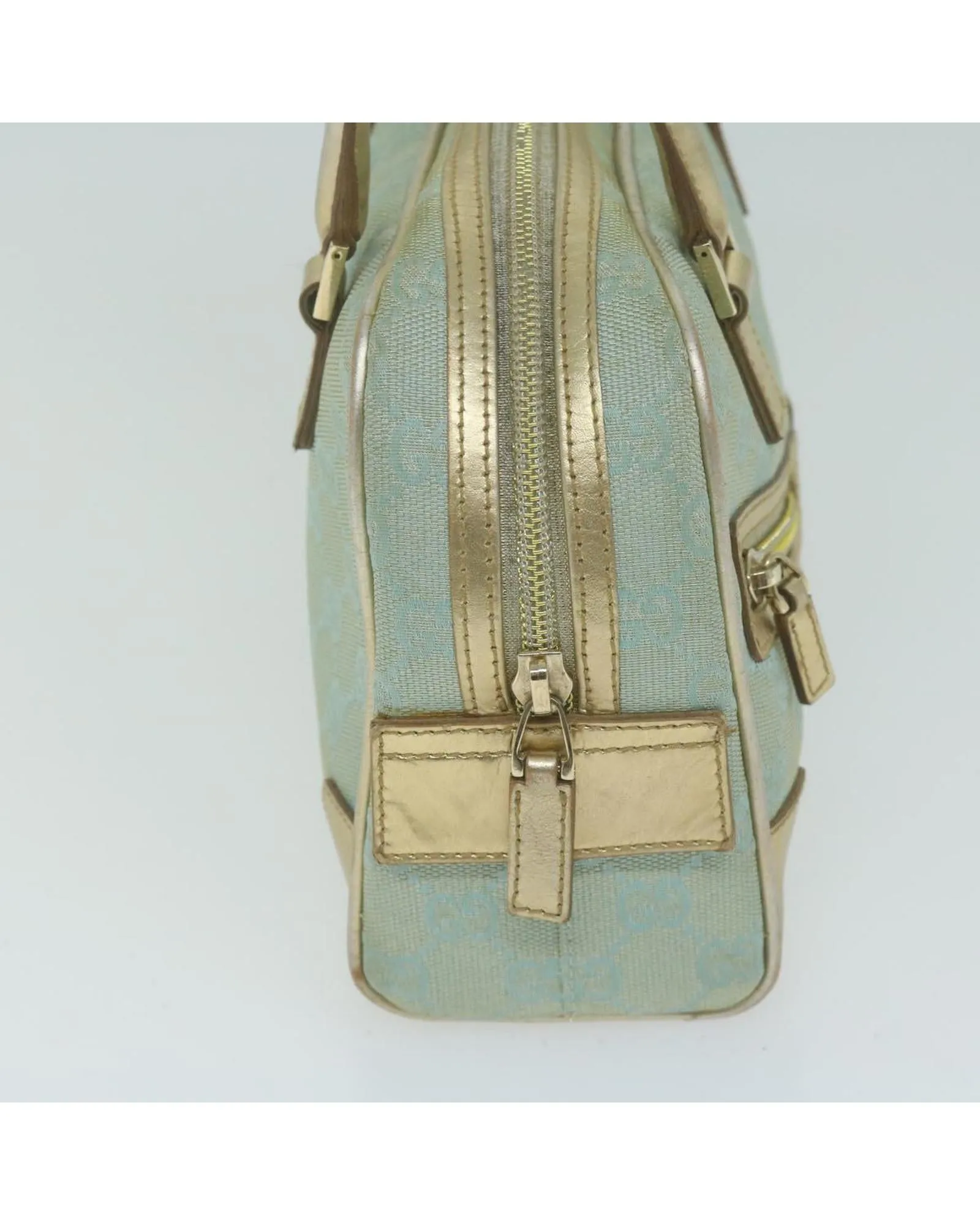 Canvas Hand Bag with Gold Tone Accents