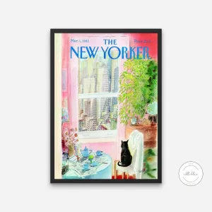 Cat Starring At Window The New Yorker Vintage Cover March 1982 Edition PRINTABLE ART, The New Yorker Retro Magazine Prints, Trendy Wall Art, Vintage Decor