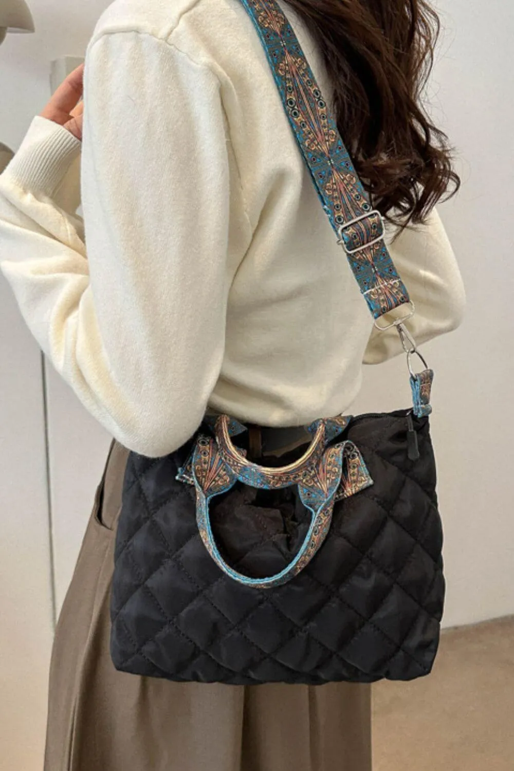 Fashion Pop: Bubble Textured Handbag with Printed Strap