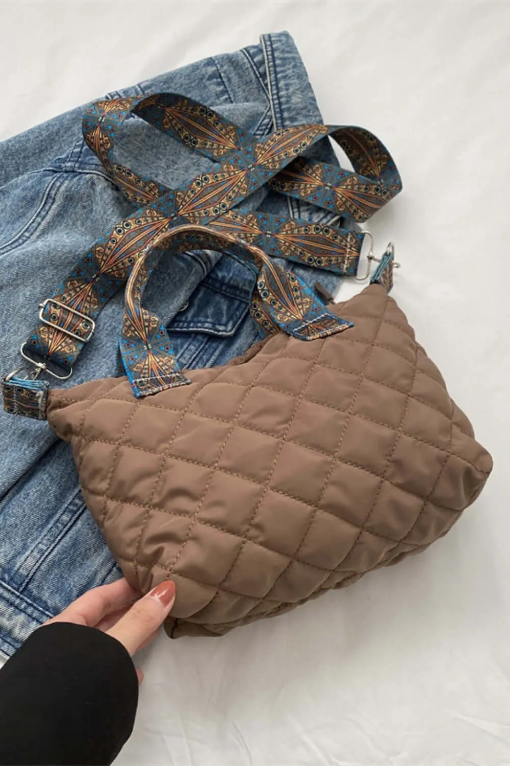 Fashion Pop: Bubble Textured Handbag with Printed Strap