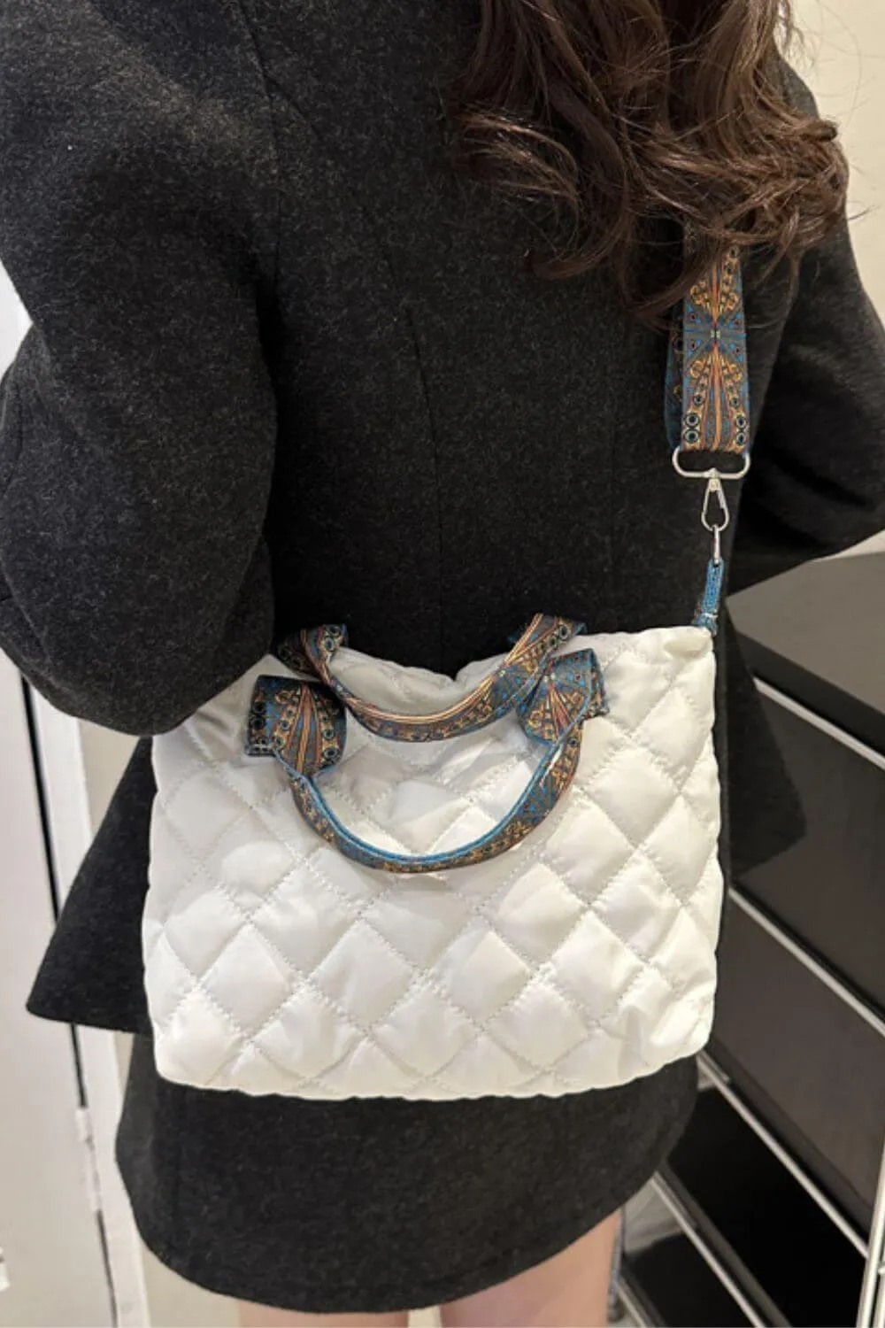 Fashion Pop: Bubble Textured Handbag with Printed Strap