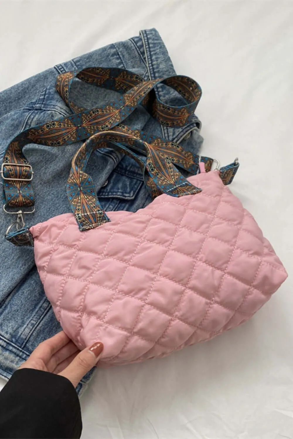 Fashion Pop: Bubble Textured Handbag with Printed Strap