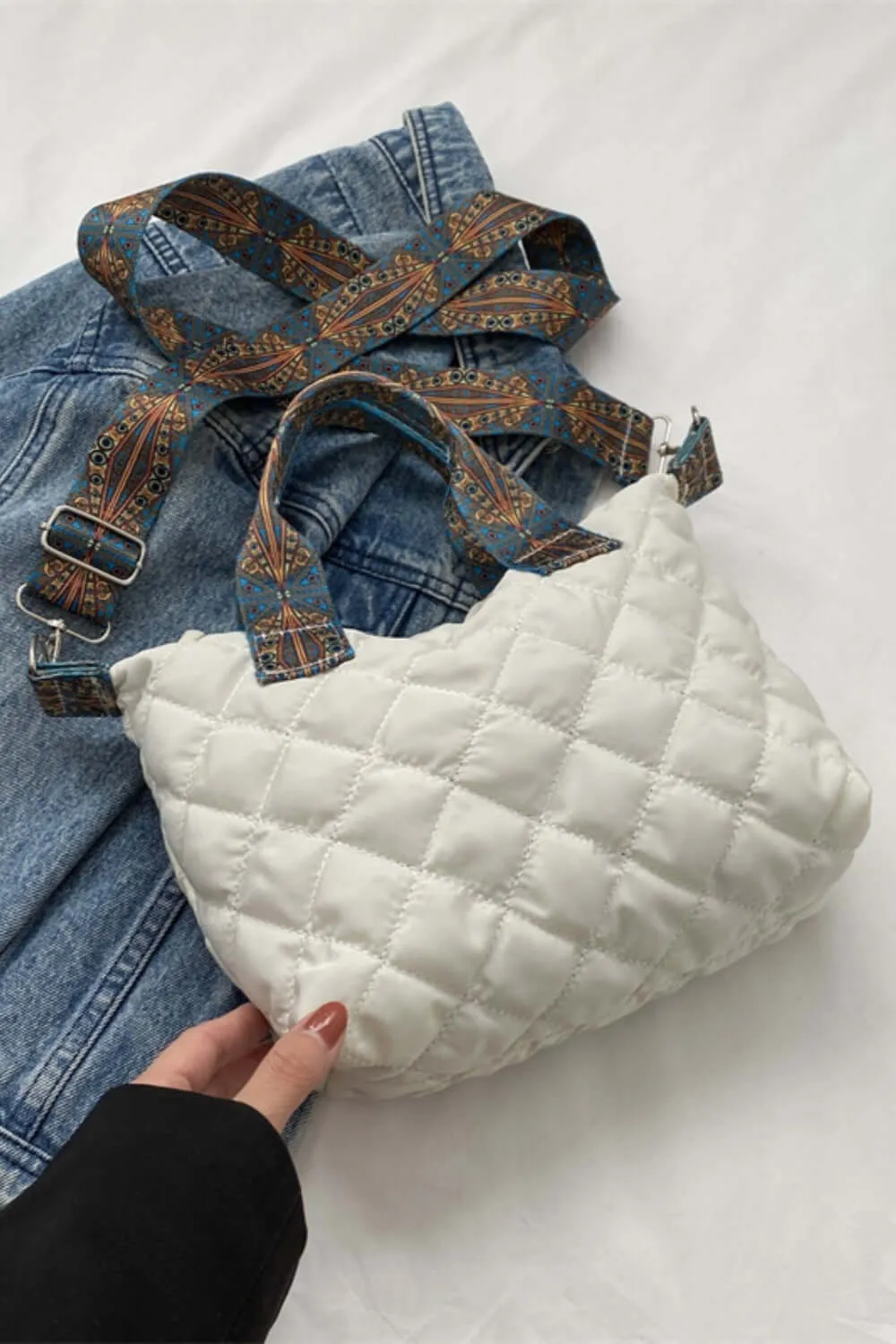 Fashion Pop: Bubble Textured Handbag with Printed Strap