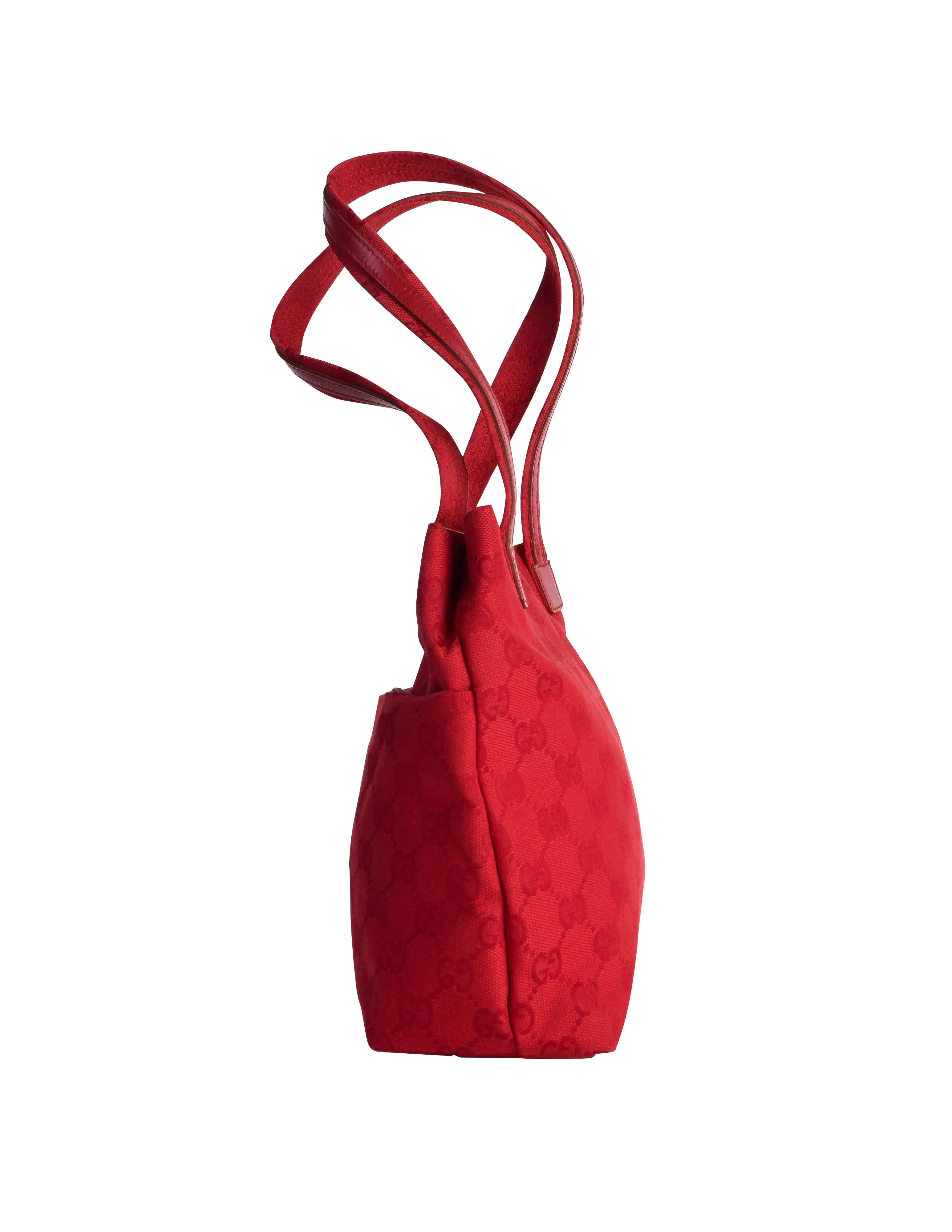 Gucci Vintage Red Monogram GG Logo Canvas Shoulder Bag
