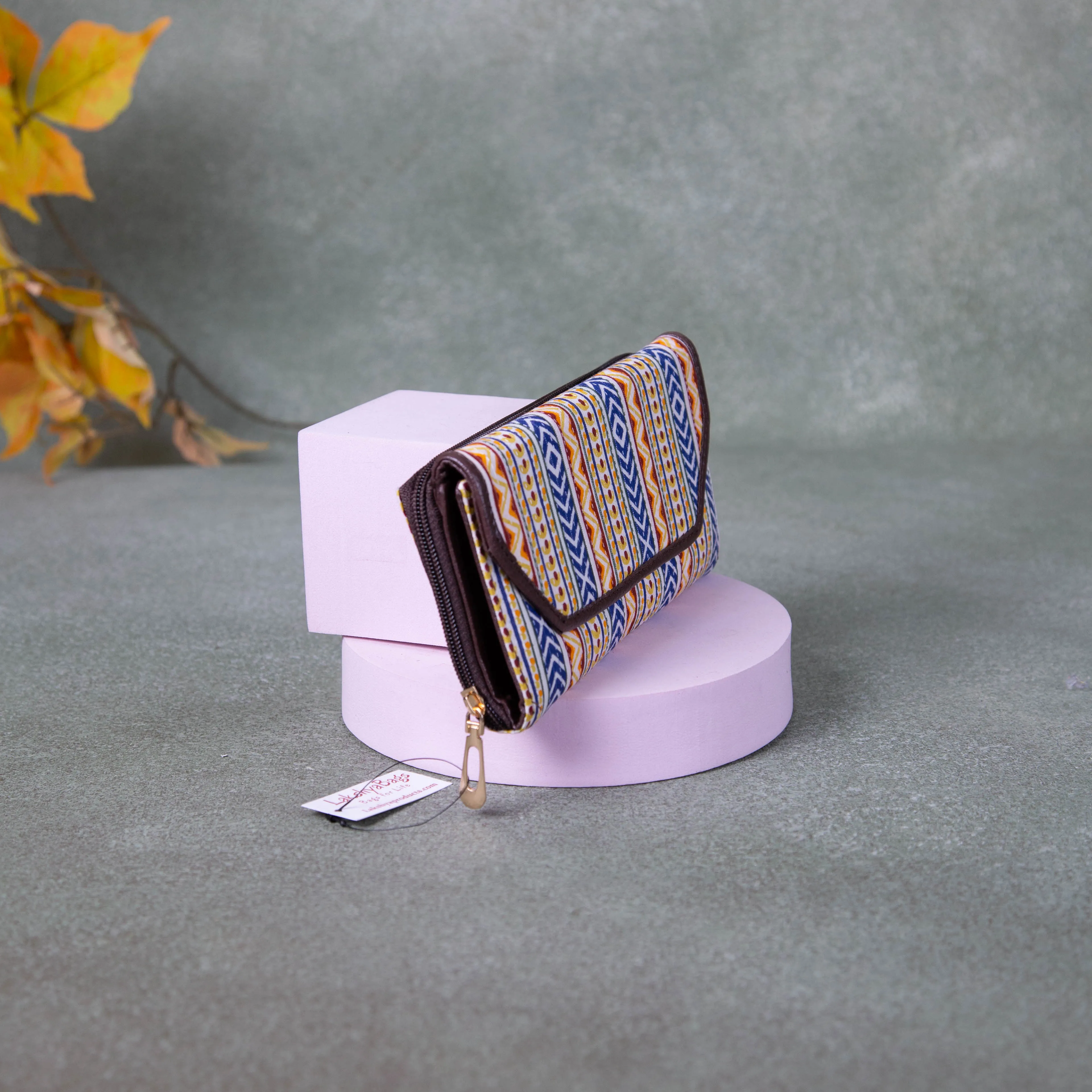Handmade Wallets - Classic Blue with Yellow Zig Zag Design