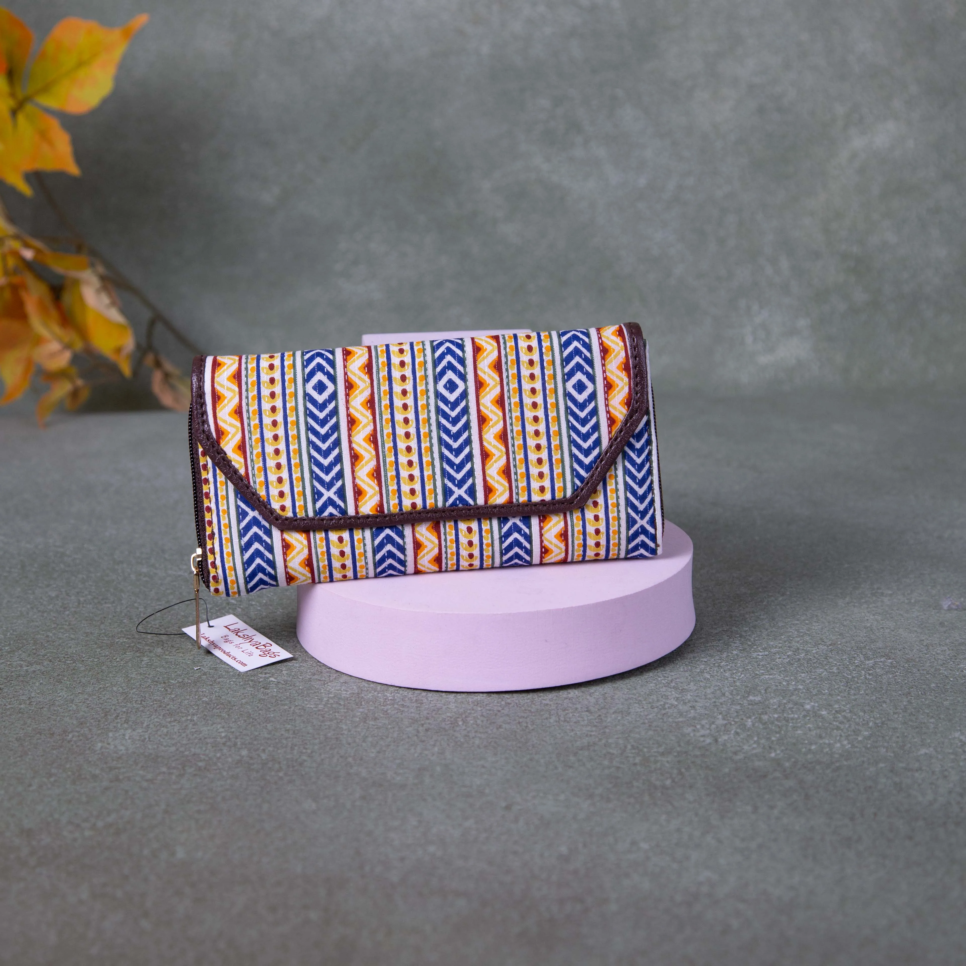 Handmade Wallets - Classic Blue with Yellow Zig Zag Design