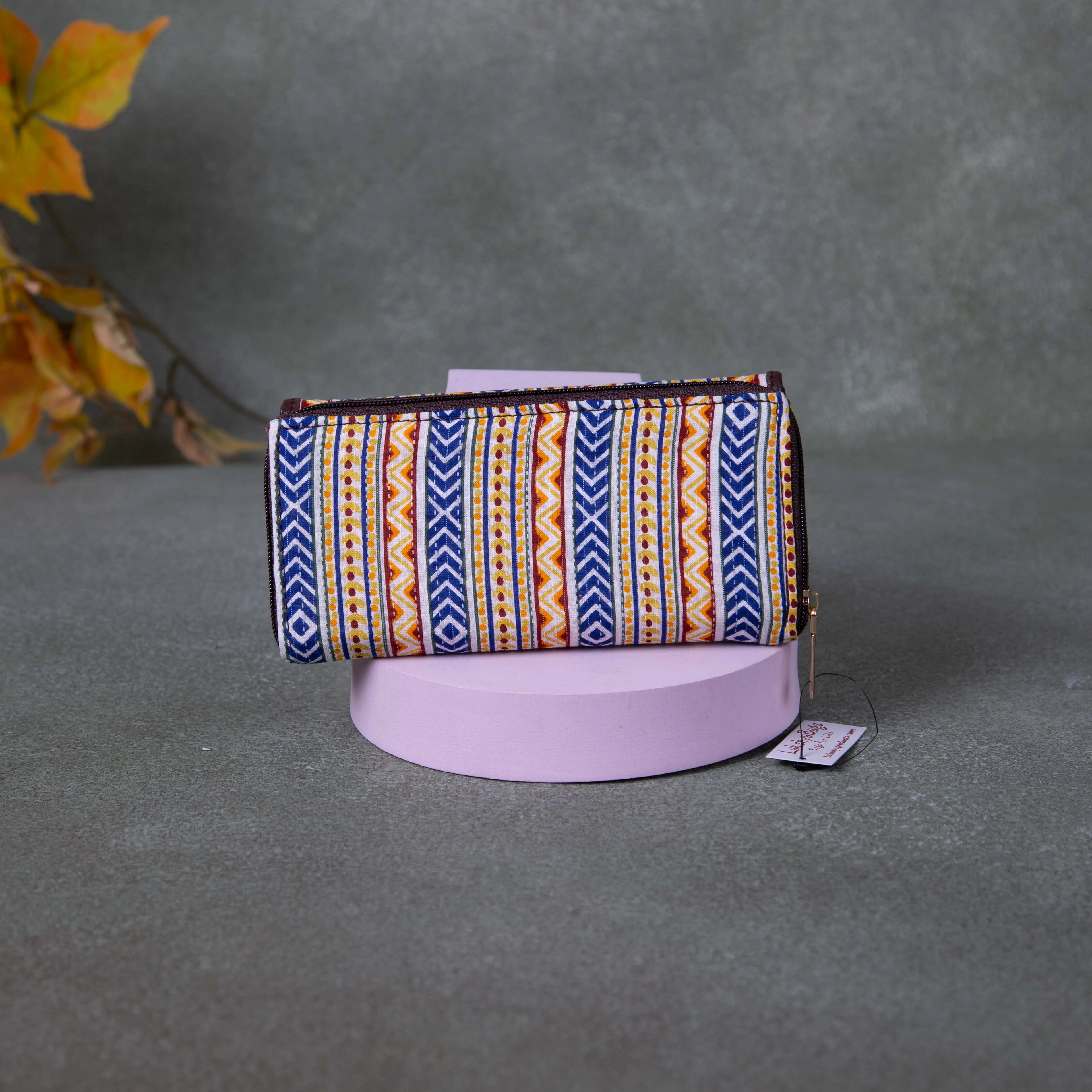 Handmade Wallets - Classic Blue with Yellow Zig Zag Design