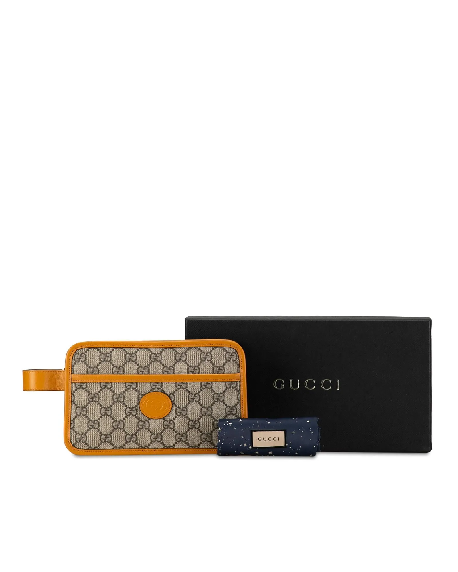 Interlocking G Coated Canvas Clutch with Leather Trim