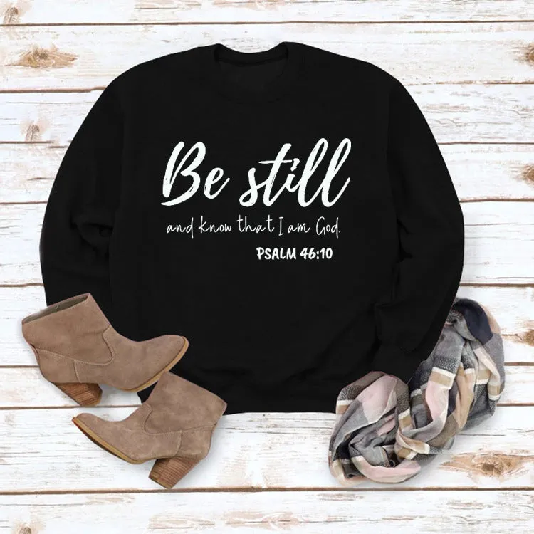 Letter Print Long Sleeve O-Neck Loose Sweatshirt