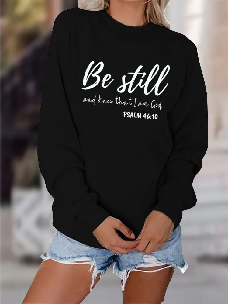 Letter Print Long Sleeve O-Neck Loose Sweatshirt