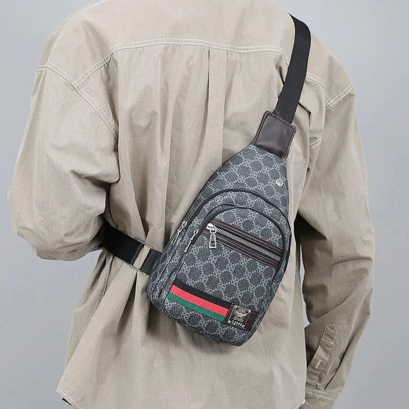 Men's Multifunction Messenger Bag Shoulder Cloth Chest Bags Crossbody Casual Handbag with Earphone Hole