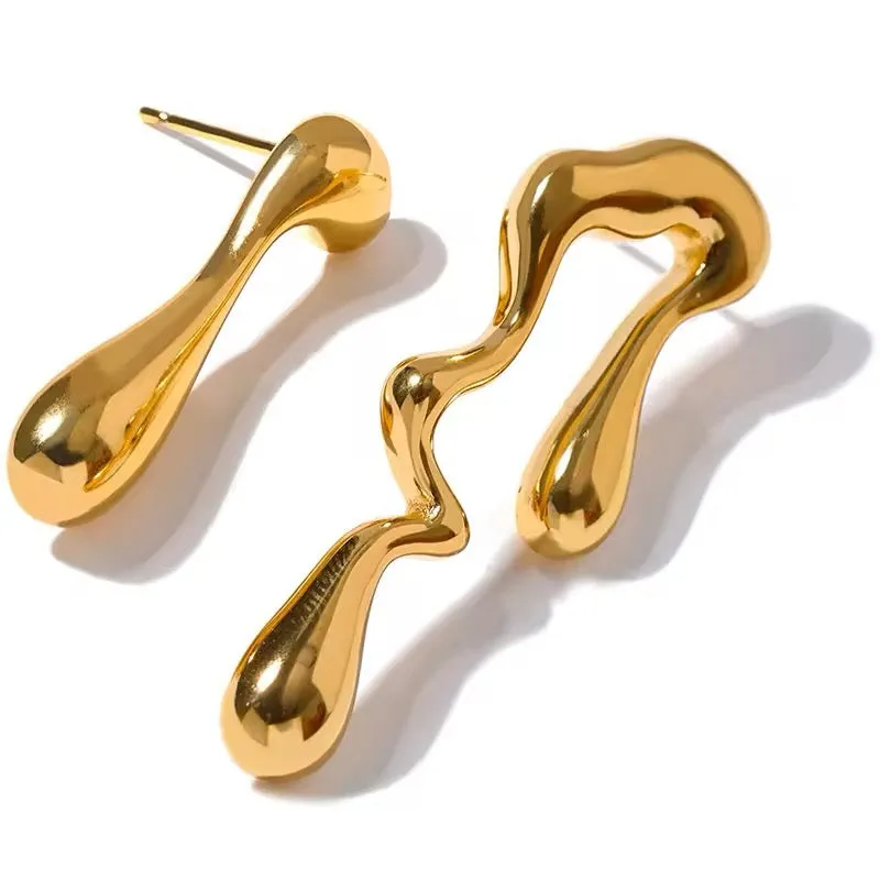 Minimalist Creative Metal Irregular Water Drop Earrings