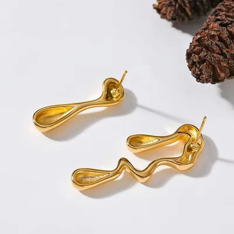Minimalist Creative Metal Irregular Water Drop Earrings