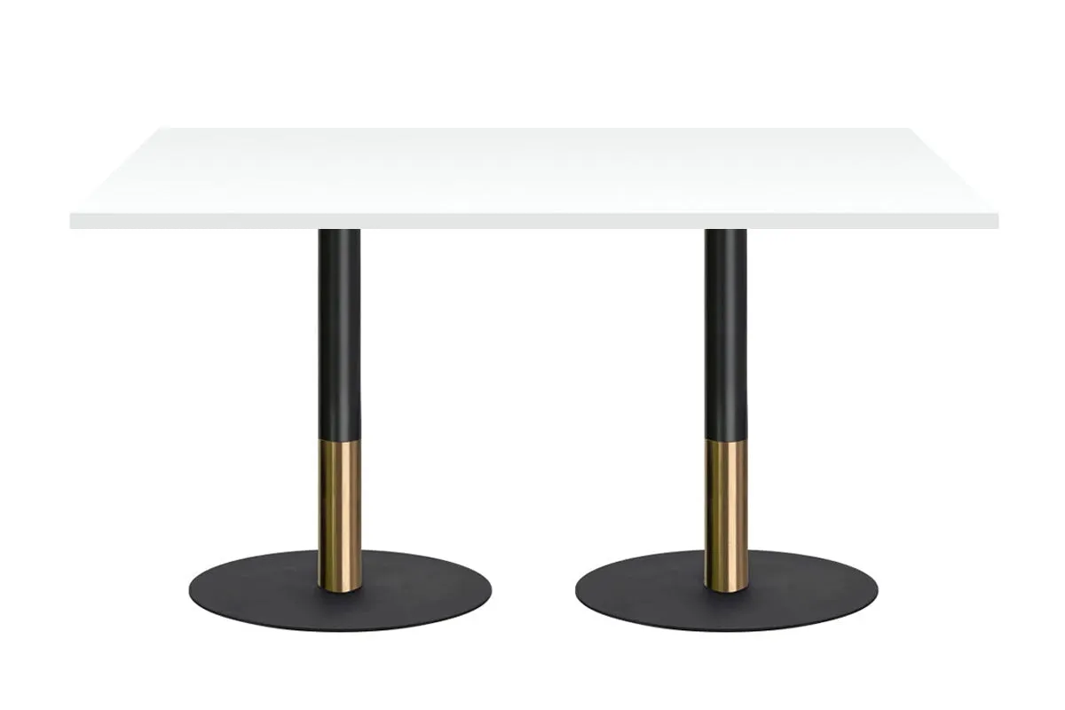 Rivoli Cafe Table - Black/Rose Gold - Black Disc Base [1400L x 800W]