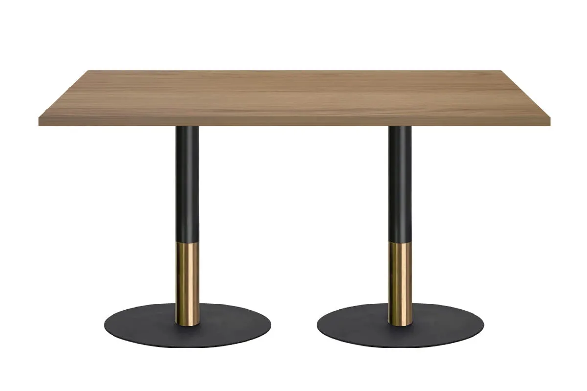 Rivoli Cafe Table - Black/Rose Gold - Black Disc Base [1400L x 800W]