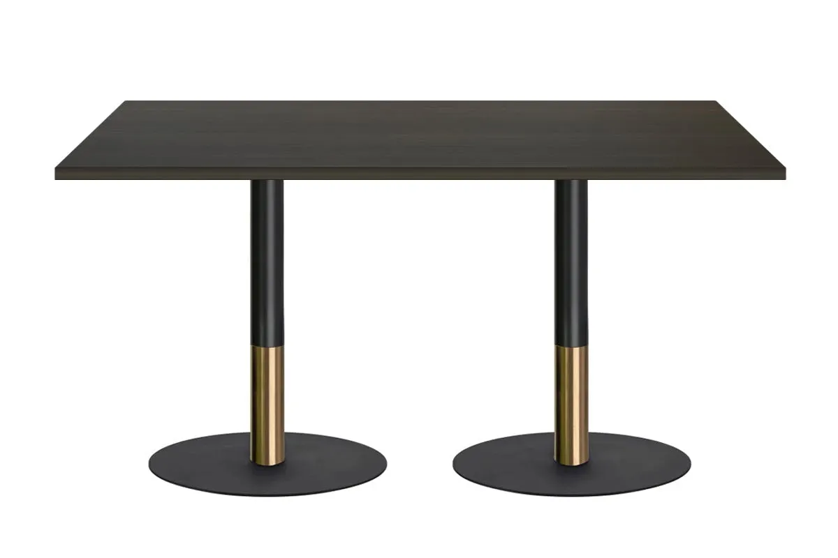 Rivoli Cafe Table - Black/Rose Gold - Black Disc Base [1400L x 800W]