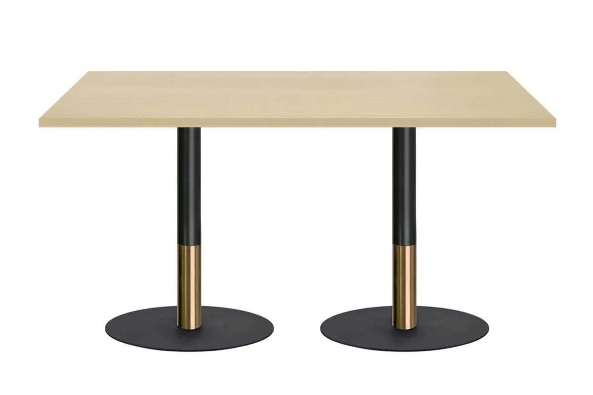 Rivoli Cafe Table - Black/Rose Gold - Black Disc Base [1400L x 800W]