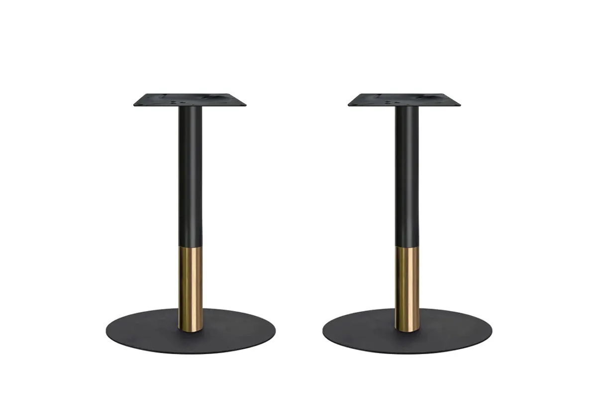 Rivoli Cafe Table - Black/Rose Gold - Black Disc Base [1400L x 800W]