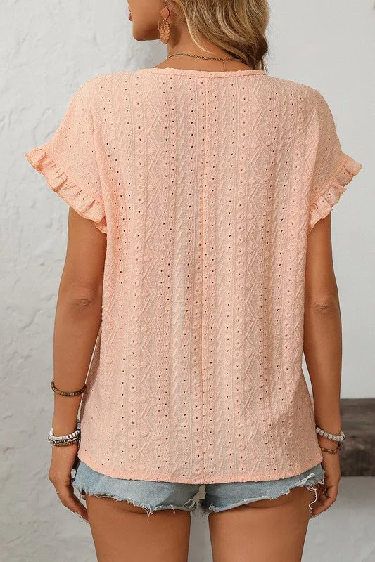 Sweet Sounds Eyelet Top Orange