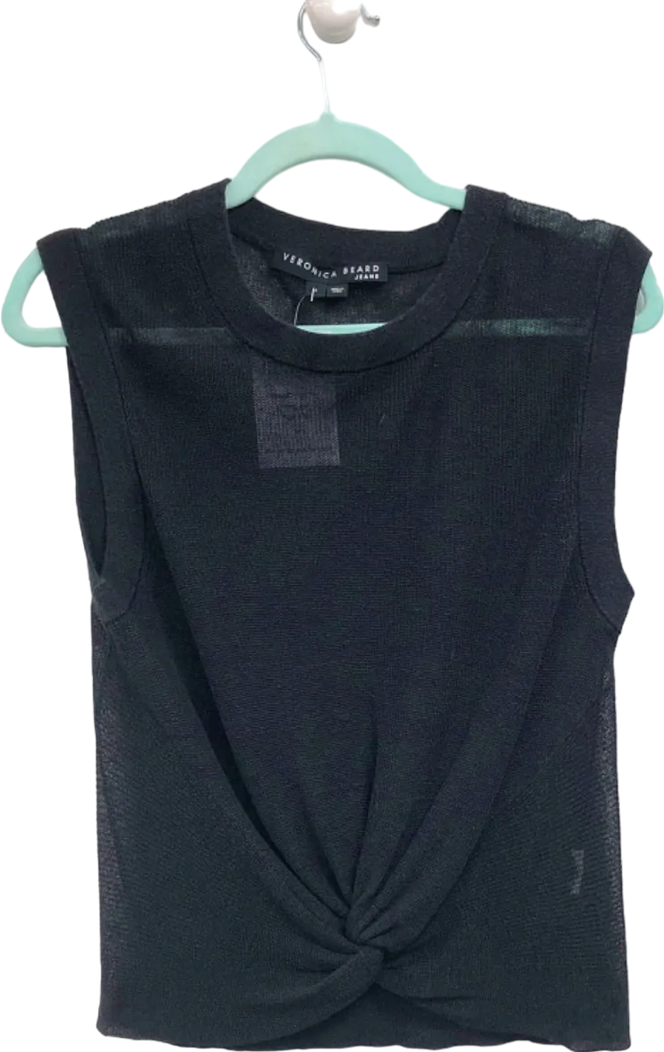Veronica Beard Black Knitted Twist Front Top UK M