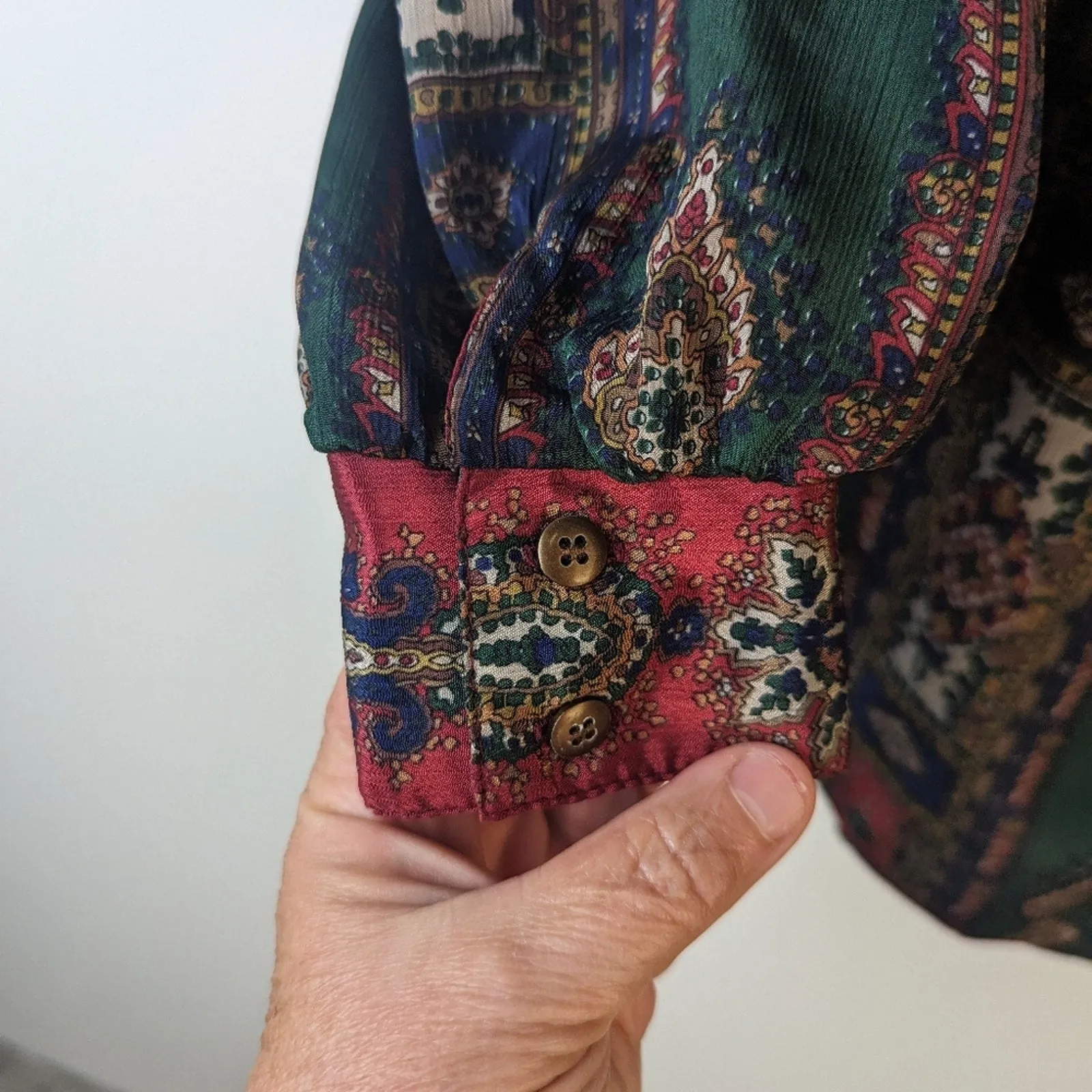 Vintage 80's Robbie Sport Paisley Button Front Shirt / Medium