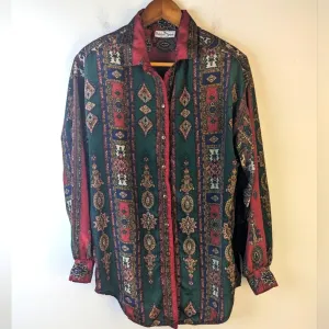 Vintage 80's Robbie Sport Paisley Button Front Shirt / Medium