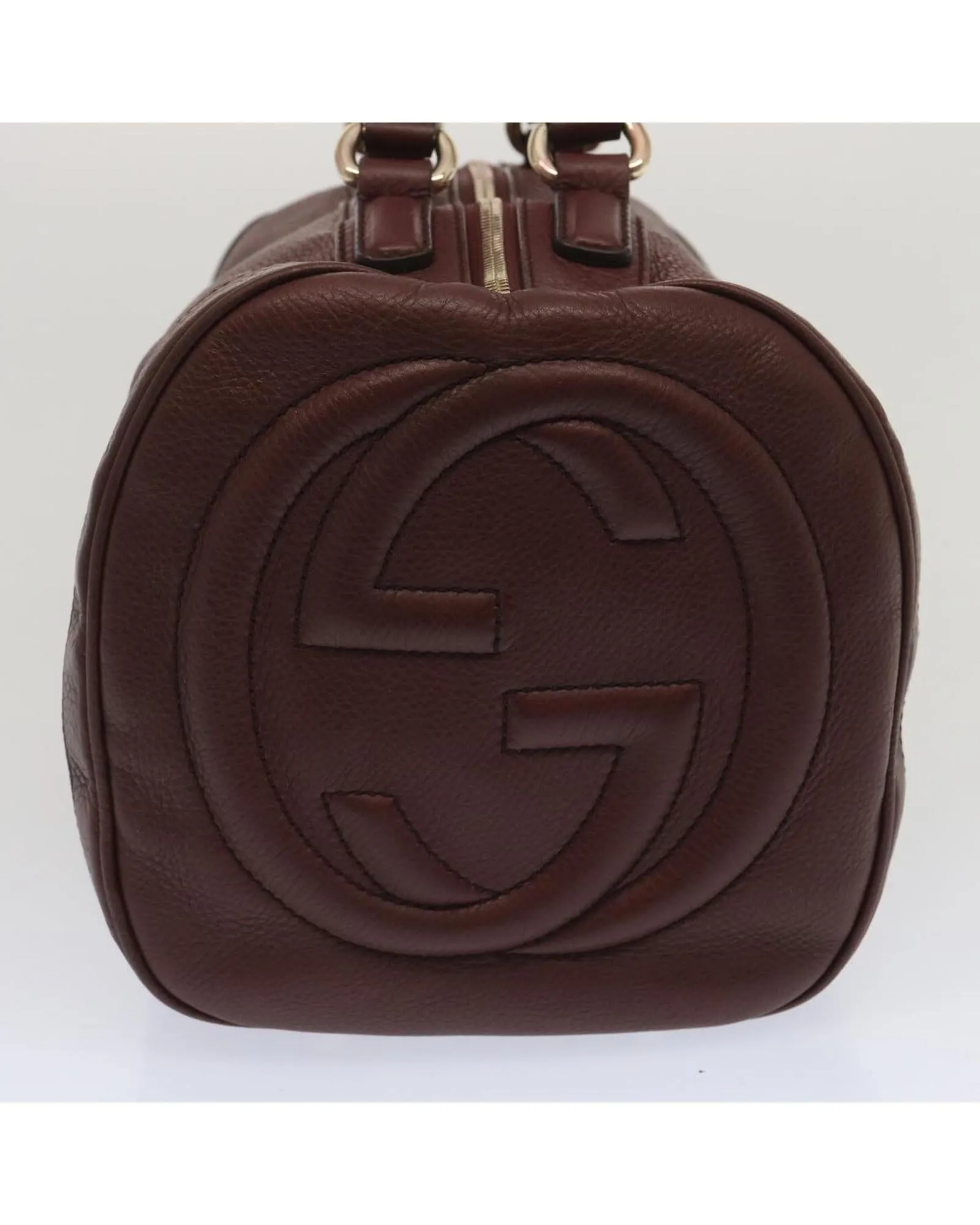Wine Red Leather Boston Bag by Italian Designer