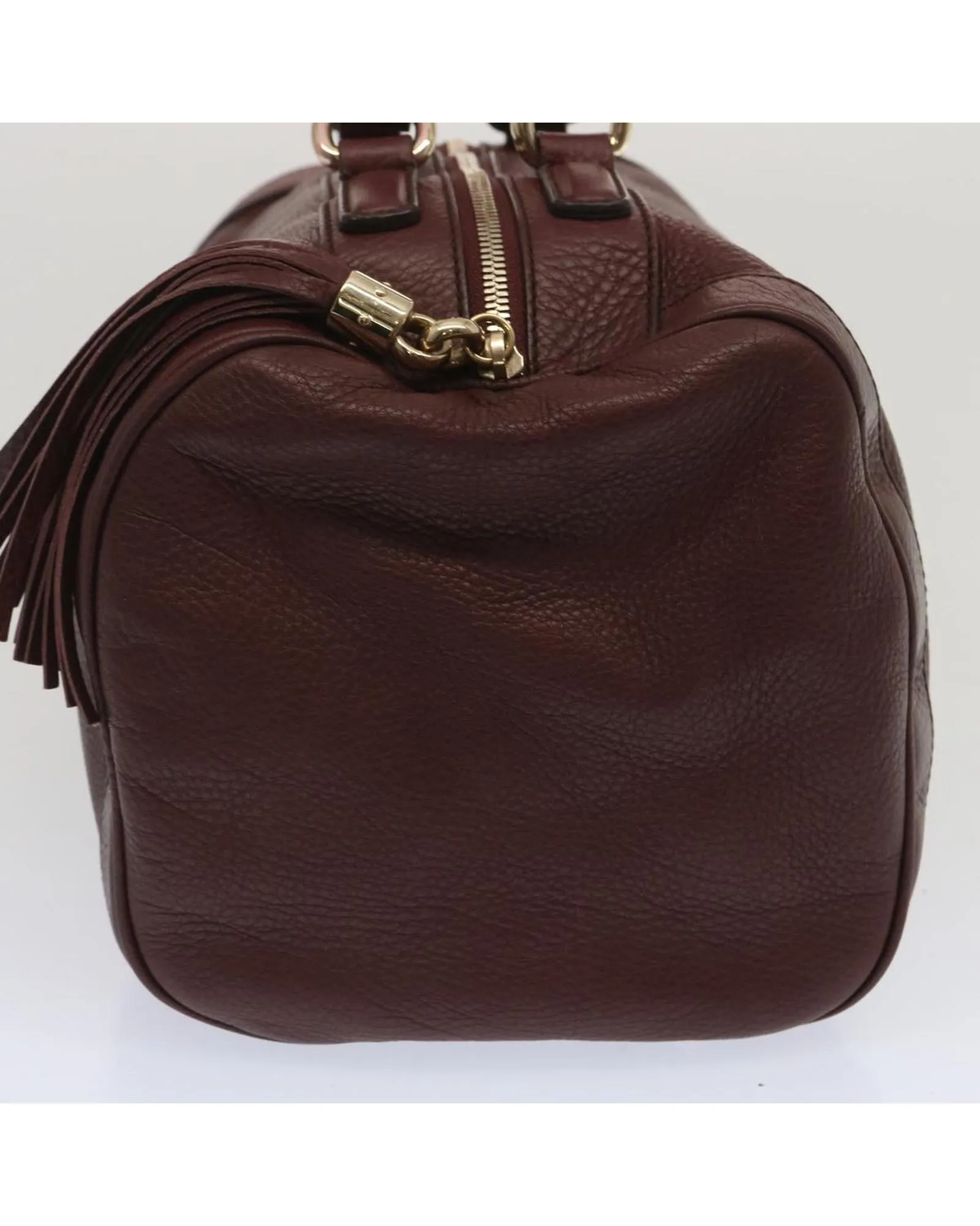 Wine Red Leather Boston Bag by Italian Designer