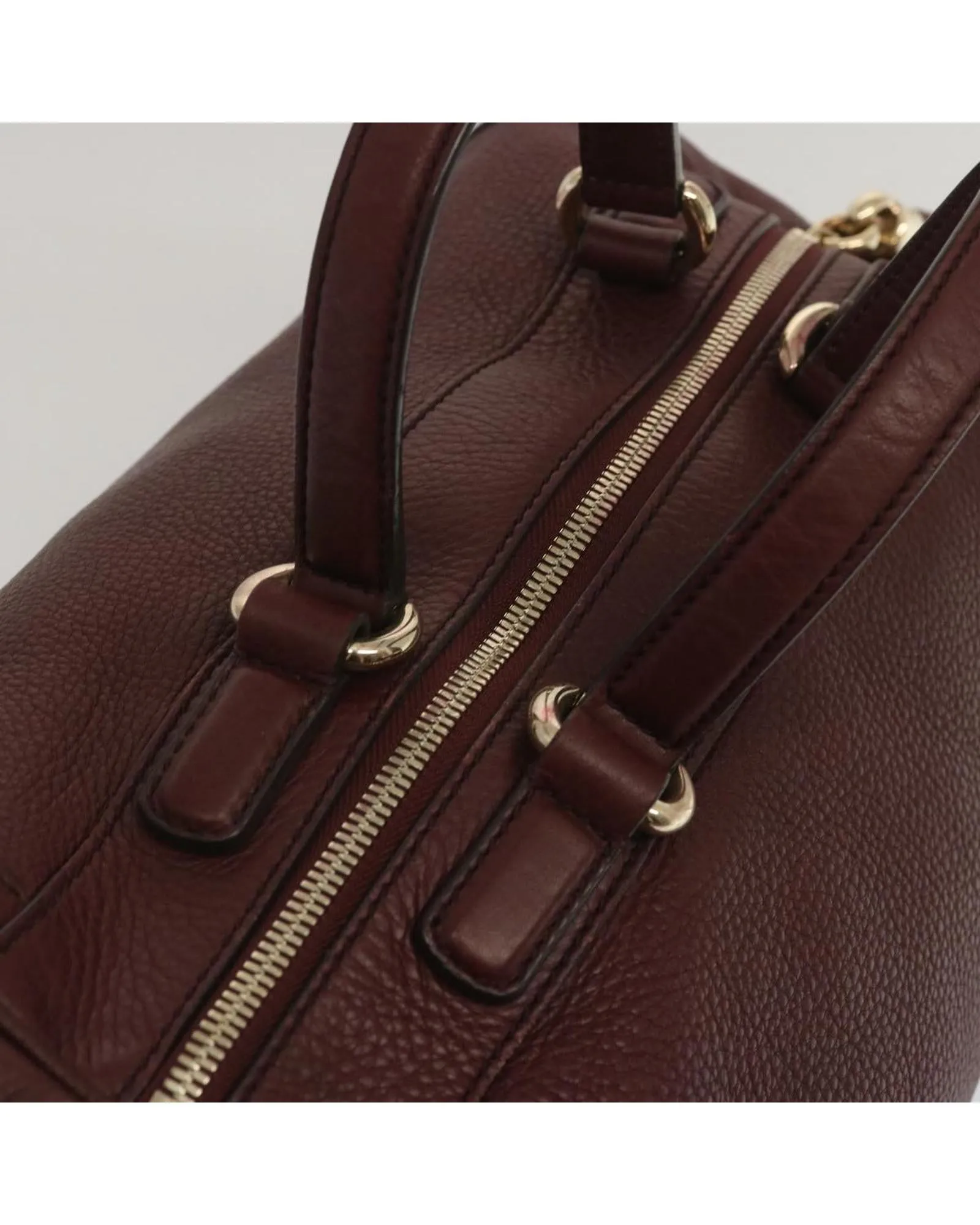 Wine Red Leather Boston Bag by Italian Designer