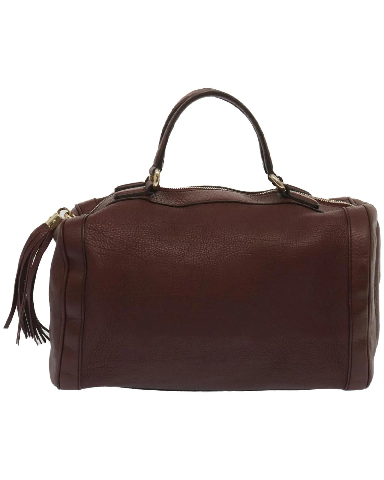 Wine Red Leather Boston Bag by Italian Designer